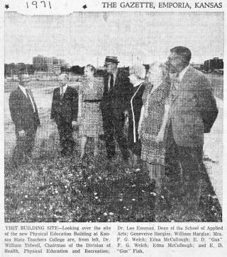 New PE bldg at ESU 1971 - Tidwell, Hargiss, Welch, Fish, McCollough