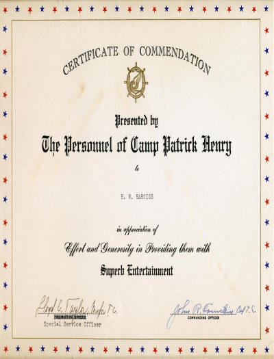 Bill Hargiss at Camp Patrick Henry in 1945