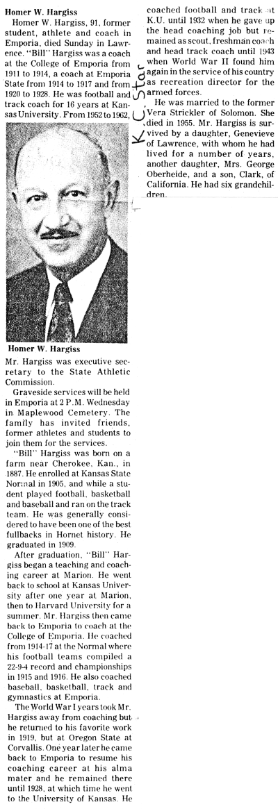 Bill Hargiss obituary Emporia Gazette