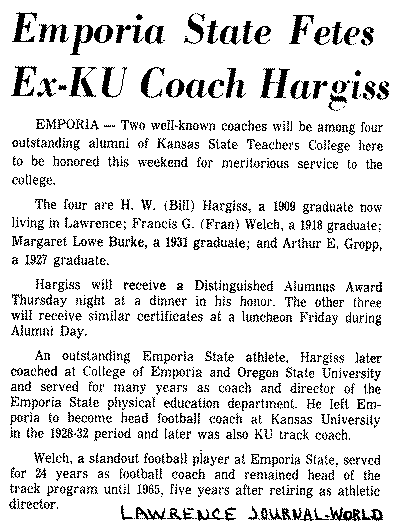 Emporia State Fetes Ex-KU Coach Hargiss