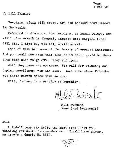 Milo Farneti Letter