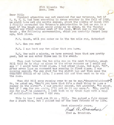 Fred Brandner Letter