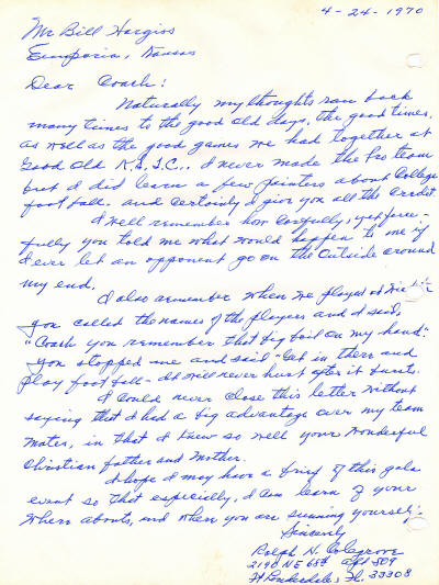 Ralph Colegrove Letter