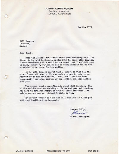 Glenn Cunningham Letter