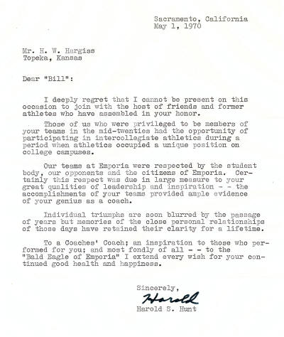 Harold Hunt Letter