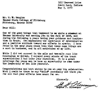 Eugene Niswenger Letter
