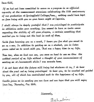Arthur Schabinger Letter