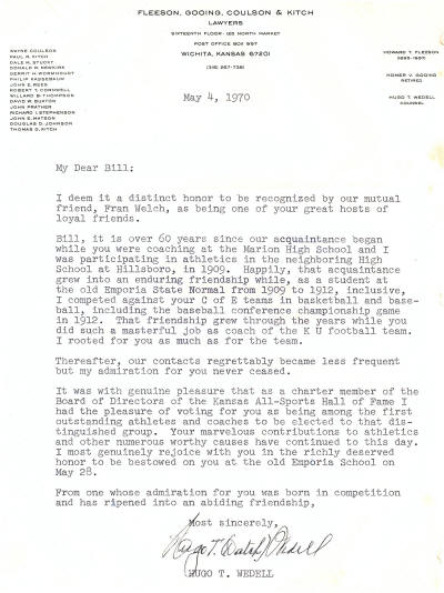 Hugo Wedell Letter