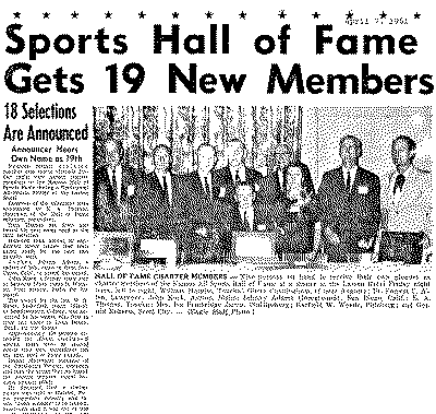 Sports Hall of Fame gets 19 New Members, April 7, 1961
