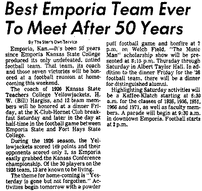 1926 Emporia State football team reunion in 1976