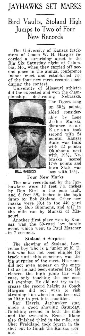 Jayhawks set marks - KU Track in 1939