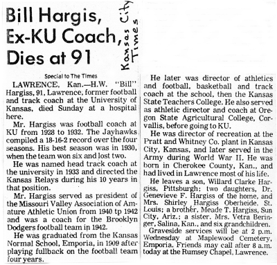 Bill Hargiss obituary Kansas City Times