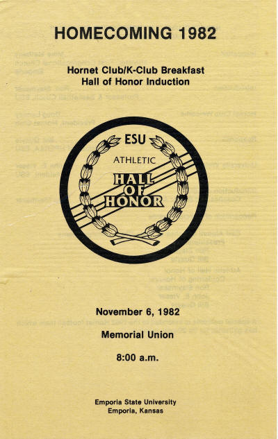 ESU Hall of Honor program, November 6, 1982