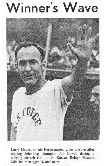 Larry Means, winner of Masters Mile 1974 Kansas Relay
